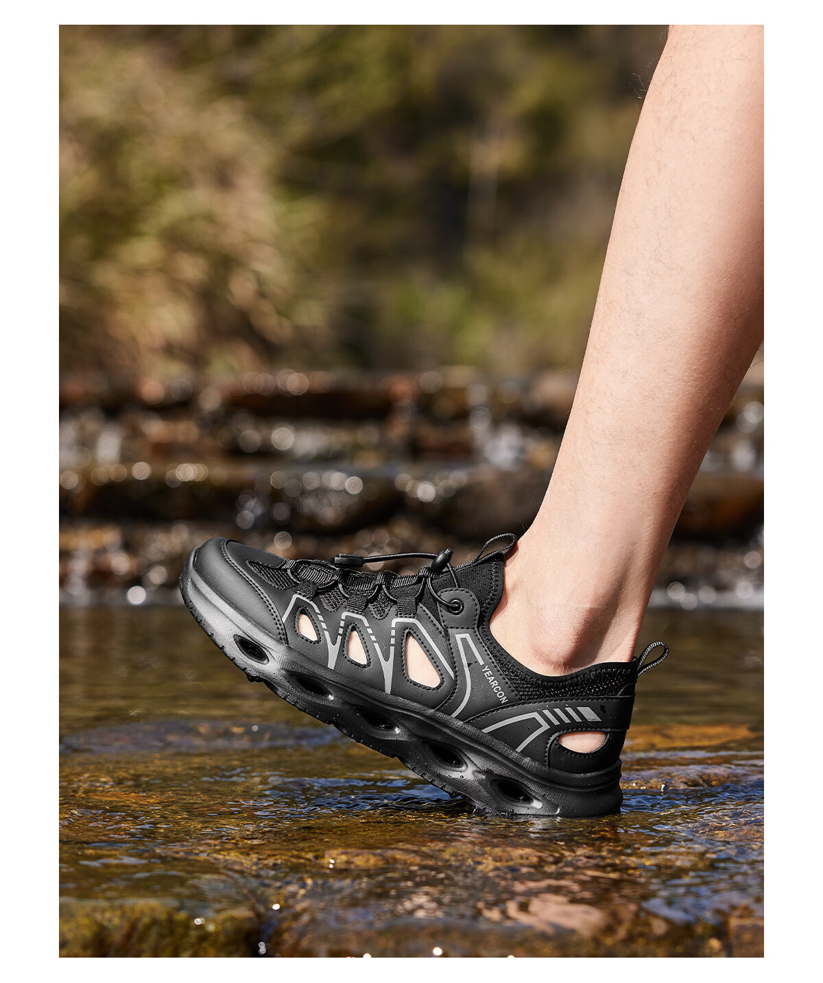 Eierkang Men's Lightweight Breathable Closed-Toe Creek Shoes Outdoor Hiking Water Sandals Black 42 61796W 11
