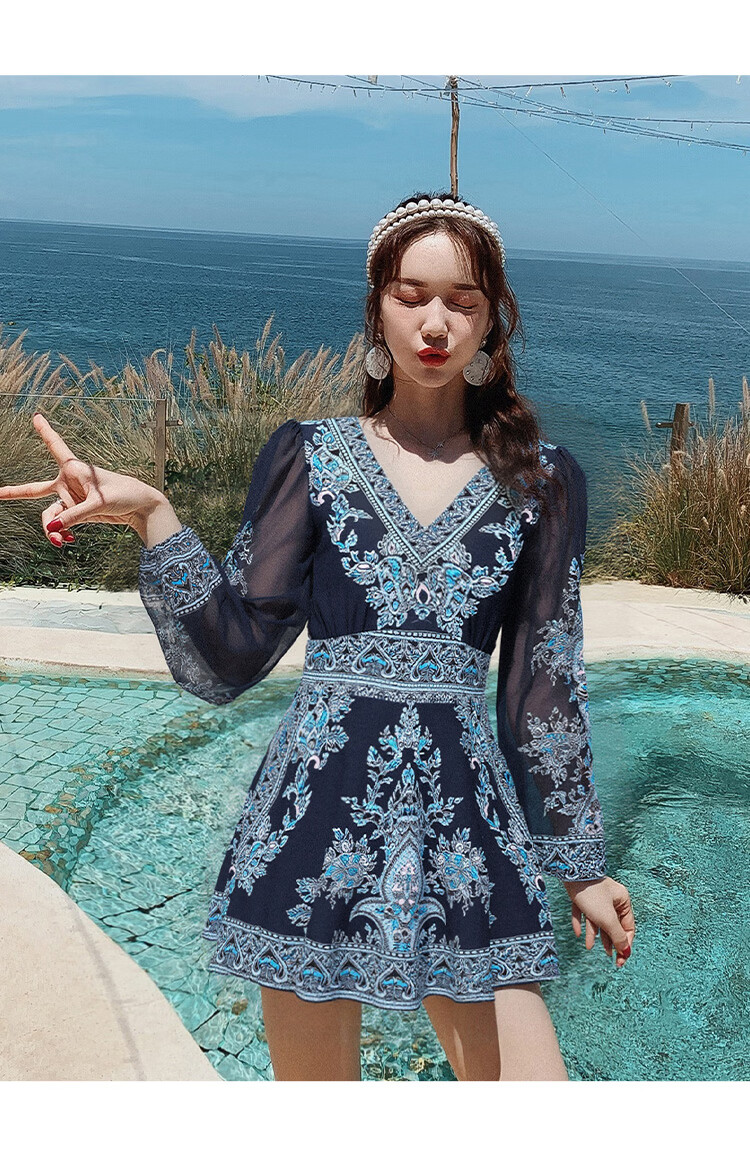 Yimeishan Plus Size Women's One-Piece Swimsuit Waist Slimming Design for Curvy Women Vacation Beach Classic Navy Blue M 6