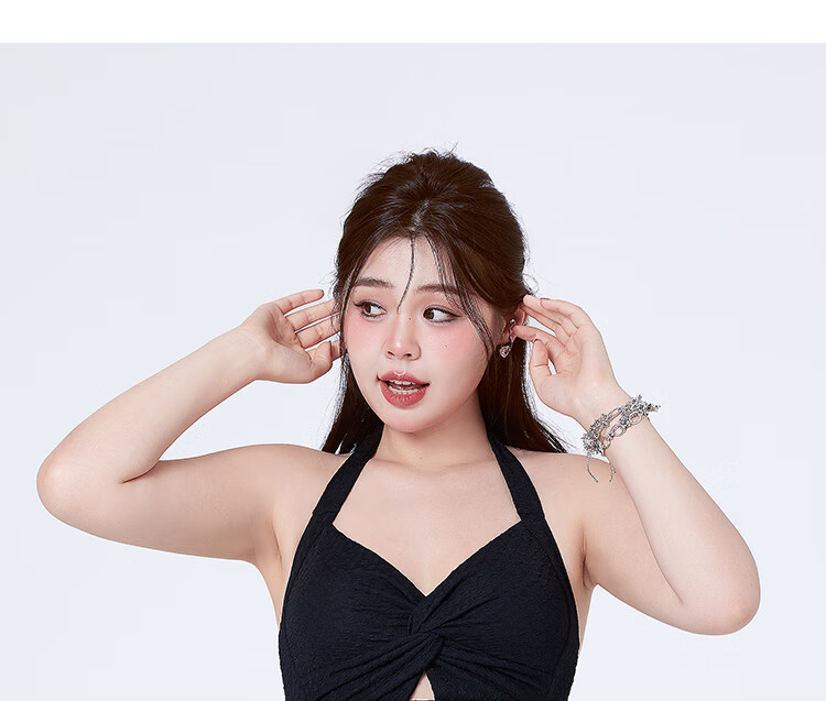Agliondy Plus Size Women's One-Piece Swimsuit Waist-Slimming Figure-Flattering Classic Black M 14
