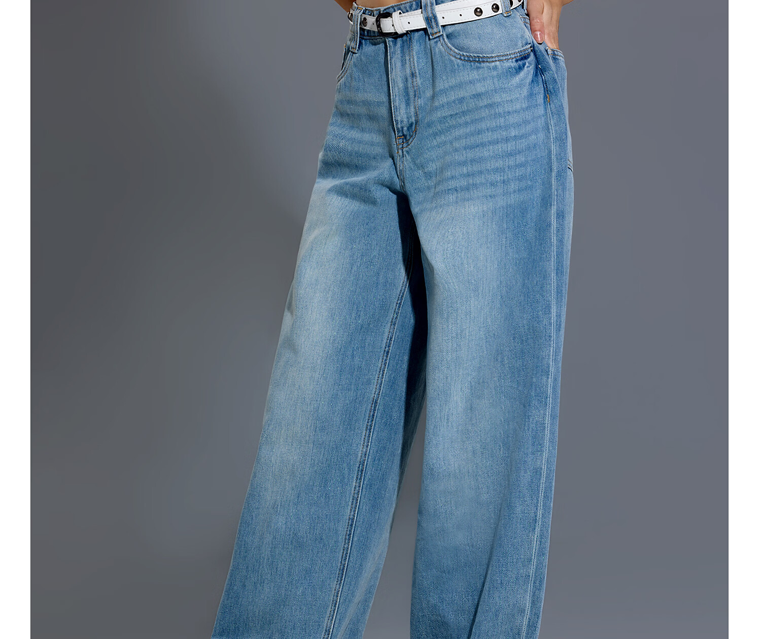 Metersbonwe Women's Jeans 2026 Summer New Trendy Shiny Casual Wide-Leg Curved Hem Pants 25