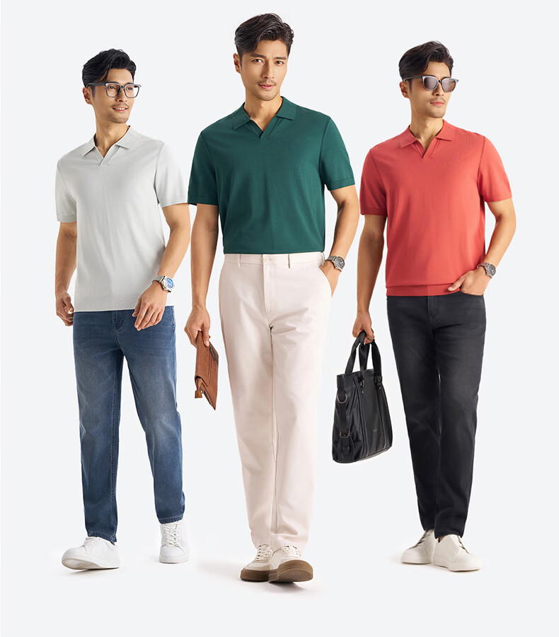 Shirt Lao Luo [Seagull Collar] Men's Short Sleeve Breathable Knit Polo Shirt 265R0P949S Navy Blue 6