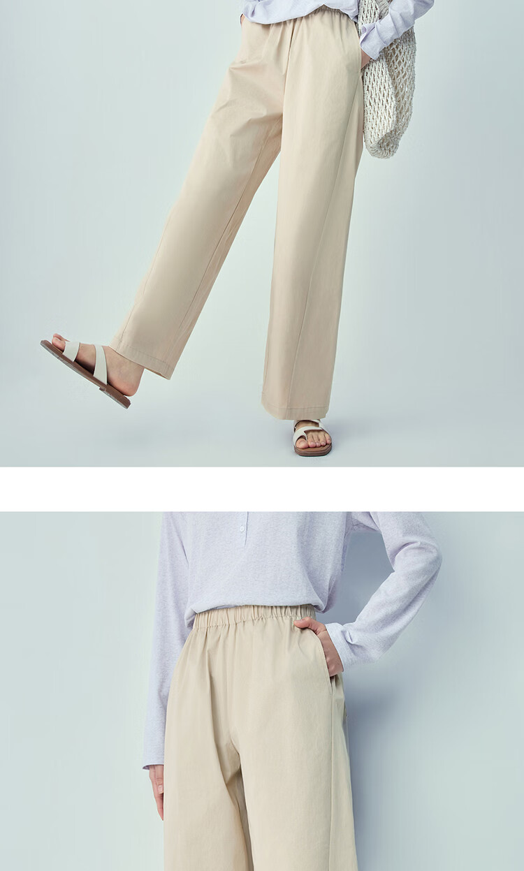 Giordano Women's Loose Fit Pants 2026 Summer New Elastic Cotton Stretch Waist Casual Trousers 05416305 13