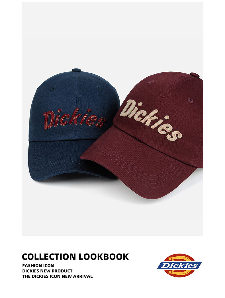 Dickies Vintage Baseball Cap Men's Soft Top Trendy Slim Face Duckbill Hat Women's American Casual Couple Hat Navy Blue 15
