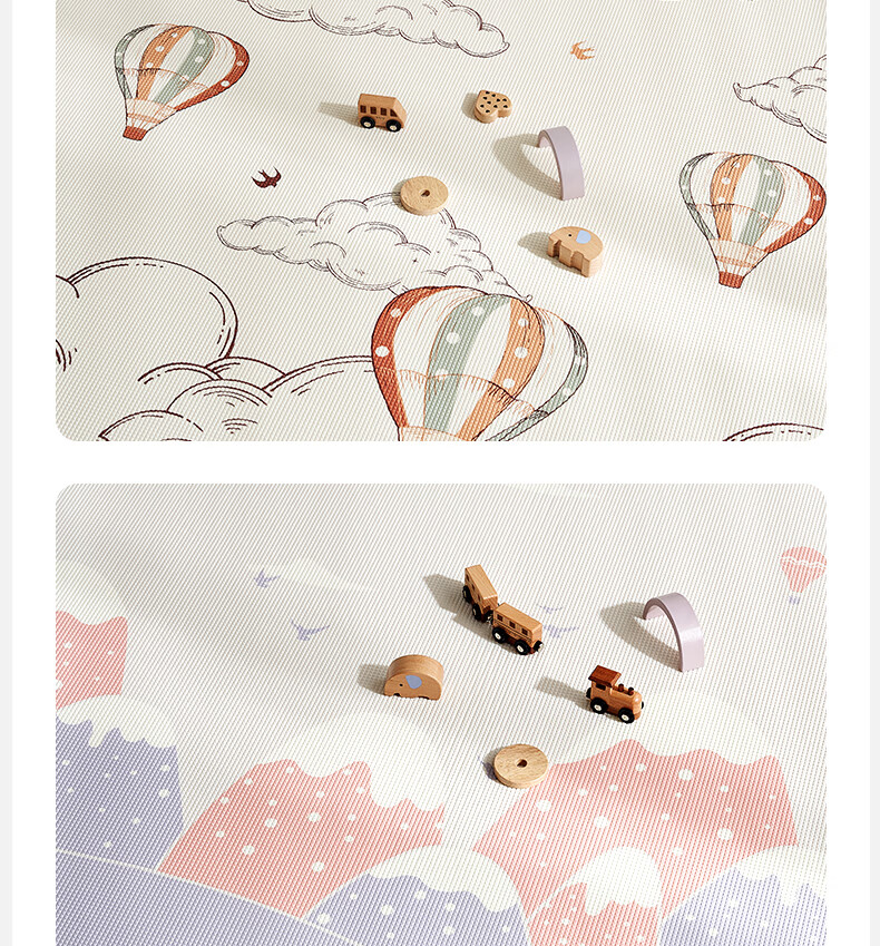 OUYUN Baby Crawling Mat Thickened Children's Crawling Mat iXPE Integrated Floor Mat Snow Village + Bear 2×1.8m 25