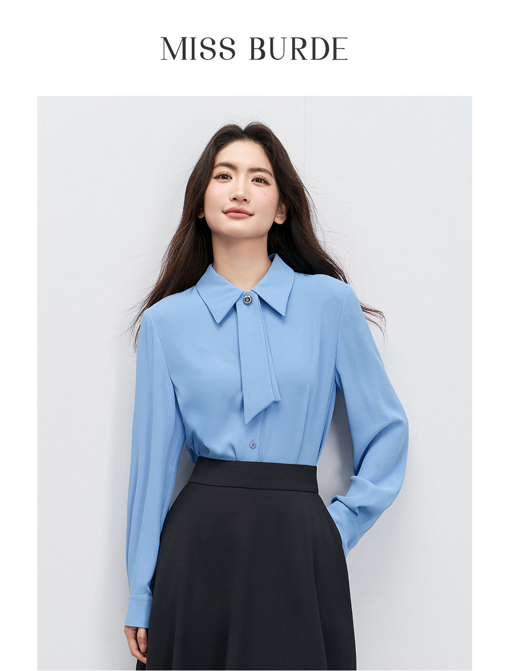 Miss Bird Anti-Wrinkle Stain-Resistant Long Sleeve Ribbon Shirt Women's Workplace Commuting Premium Formal Interview Top 14