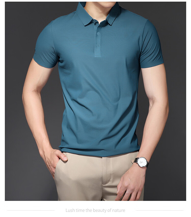 ROMON Short Sleeve Polo Shirt Men's Summer Business Casual Cool Breathable Ice Silk Top Medium Gray XL 8