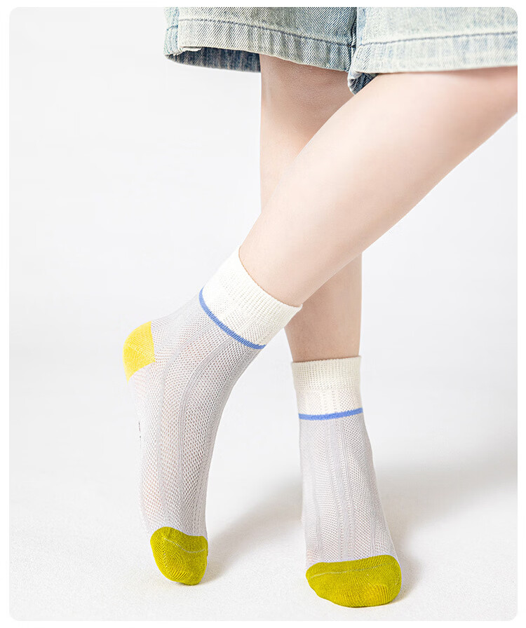 Little Pig Banner A-Class Xinjiang Long-Staple Cotton Kids Socks Soft Skin-Friendly High Elastic Non-Binding High-Value Student Summer Mesh Socks 7