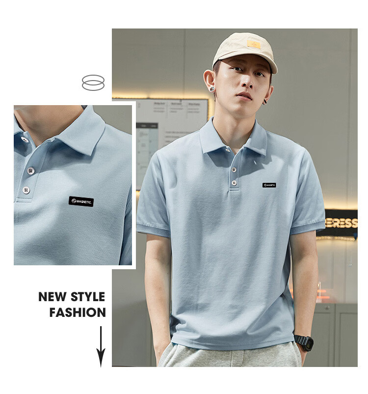 TonLion 2026 Summer New Men's Short Sleeve Polo Shirt Simple Lapel Loose Student T-Shirt Trendy 9