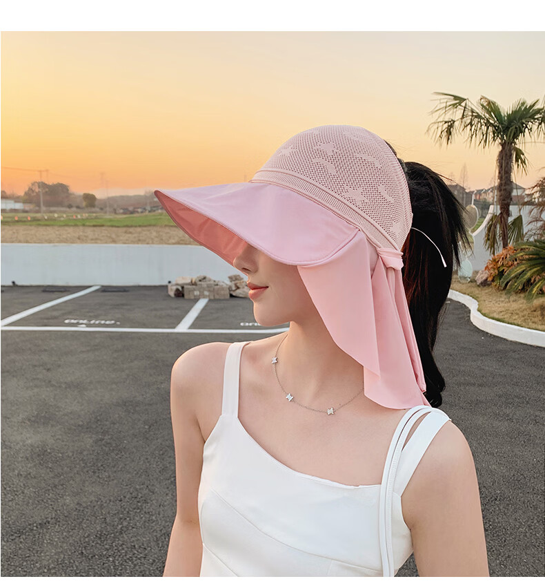 TUCANO Women's Summer Open-Top Sun Hat with Wide Brim Outdoor Cycling Face-Covering UV Protection Shawl Sunshade Hat 12