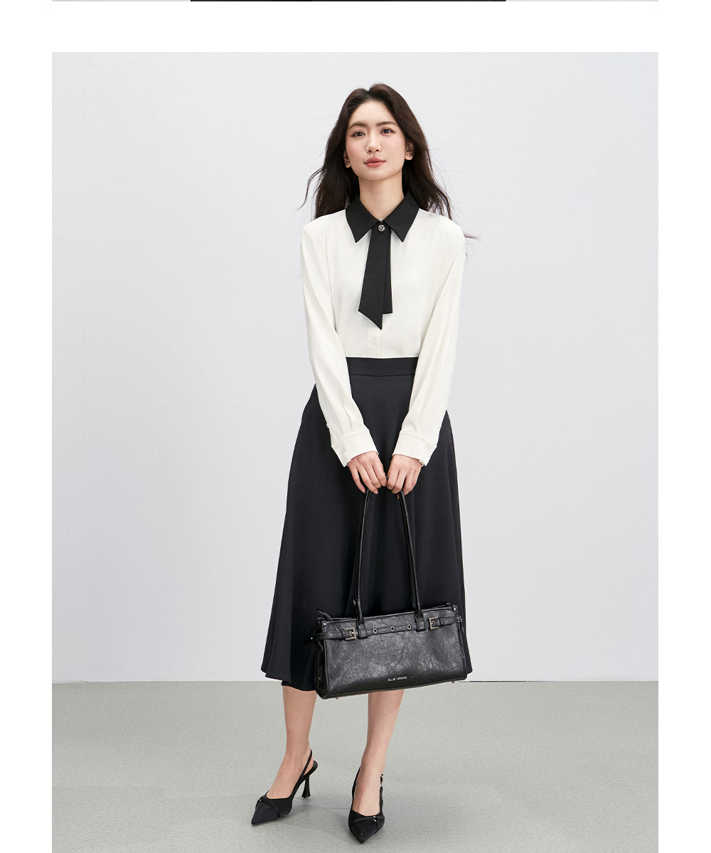 Miss Bird Anti-Wrinkle Stain-Resistant Long Sleeve Ribbon Shirt Women's Workplace Commuting Premium Formal Interview Top 18