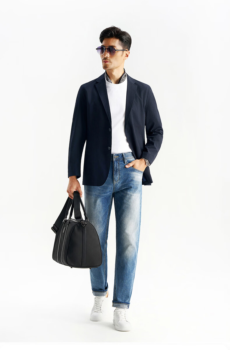Shirt Lao Luo [Xinyue No.1] Machine Washable Bark Texture Wrinkle-Resistant Portable Business Travel Suit Jacket Single 251B0S513N 17
