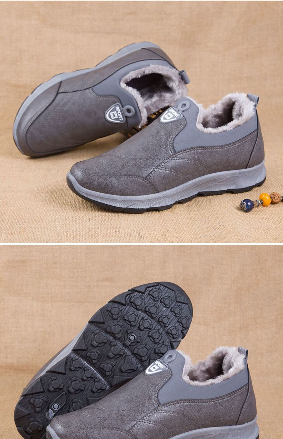 冬天老爷爷老头男士老北京二棉布鞋老北京布鞋男冬季加绒男士保暖棉鞋