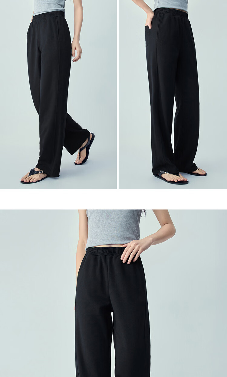 Giordano Women's Pants 2026 Spring Black Technology Cooling Antibacterial Sun Protection Elastic Waist Casual Sweatpants 13416243 18