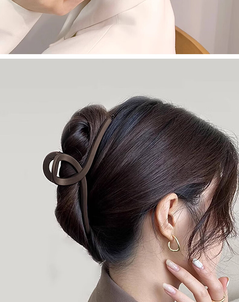 Baishang Yite Large Simple Coffee Color Hair Claw Clip Shark Clip Hairpin Hair Accessory for Women 6