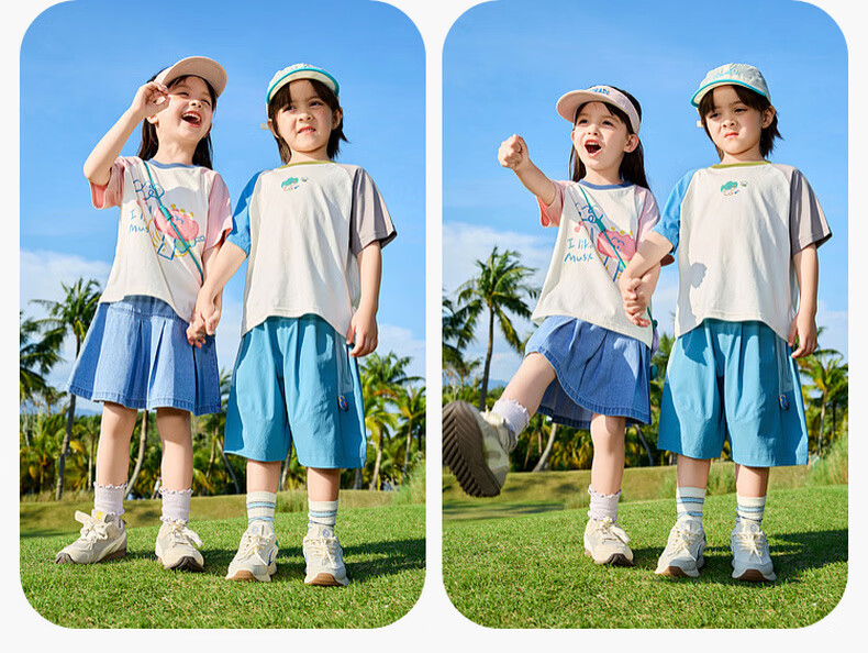 Dudu Home [7A Antibacterial] Children's T-Shirt Summer Cartoon Boys Short Sleeve Pure Cotton Girls Top Grass Green 100 6