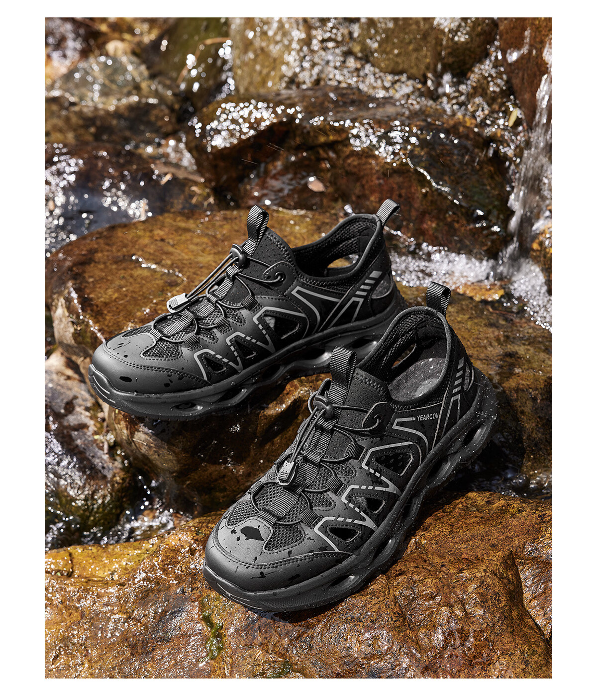 Eierkang Men's Lightweight Breathable Closed-Toe Creek Shoes Outdoor Hiking Water Sandals Black 42 61796W 10