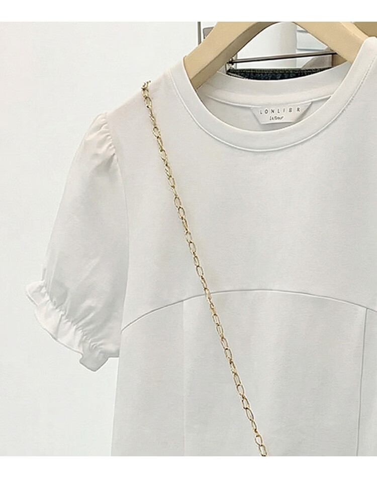 TonLion 2026 Summer Women's Puff Sleeve Short Sleeve T-Shirt Off-White L 5