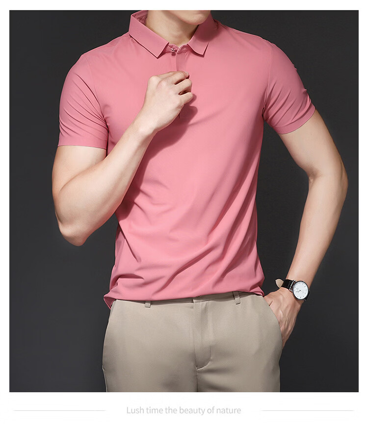 ROMON Short Sleeve Polo Shirt Men's Summer Business Casual Cool Breathable Ice Silk Top Medium Gray XL 13