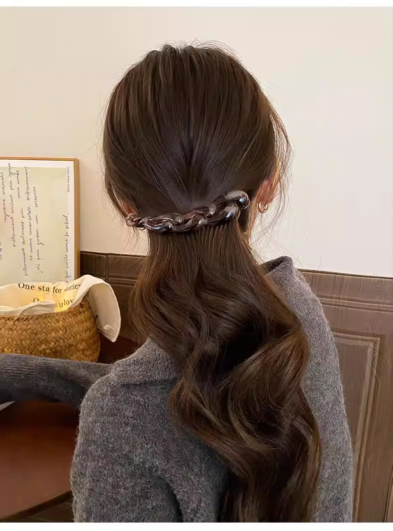 Jinglei Elegant Polka Dot Cloud Bubble Banana Clip Twist Clip Korean Style Hair Clamp for Thick Hair Half-Up Hair Clip 6