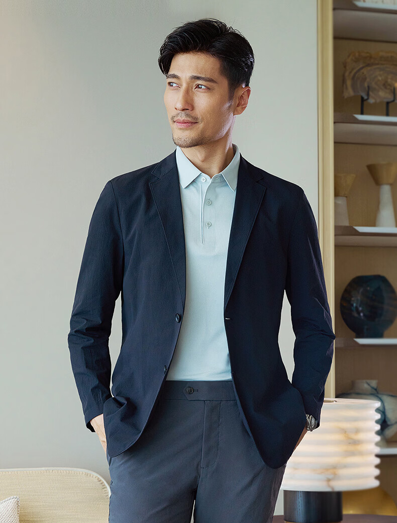 Shirt Lao Luo [Xinyue No.1] Machine Washable Bark Texture Wrinkle-Resistant Portable Business Travel Suit Jacket Single 251B0S513N 3