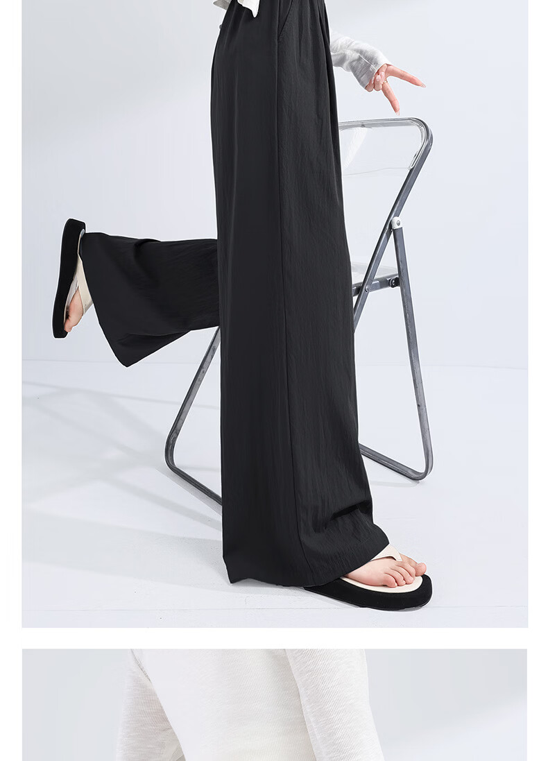 MINISO Women's Wide-Leg Pants Summer Thin 2026 New Popular Draped Casual Long Straight Pants Petite Yamamoto Style 16
