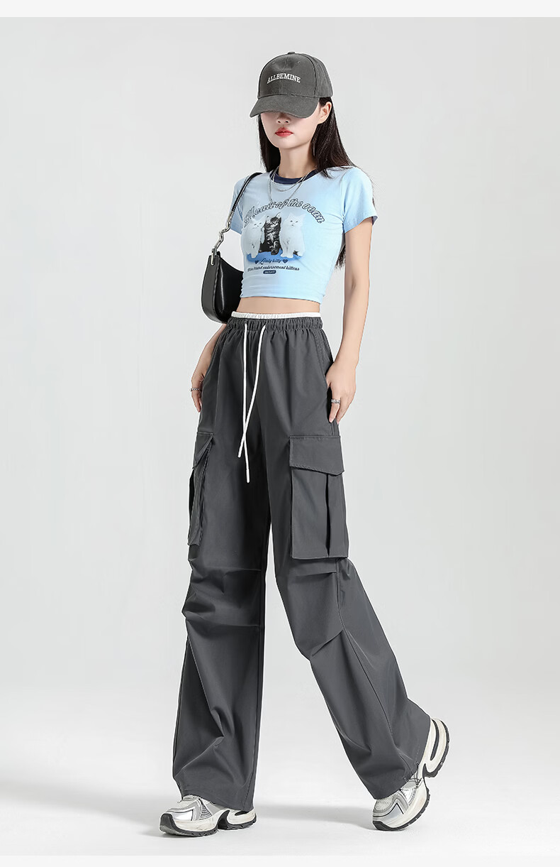 Borui Sunscreen Ice Silk Quick-Dry Work Pants Women 2026 New Summer Lightweight Breathable Casual Paratrooper Pants 14