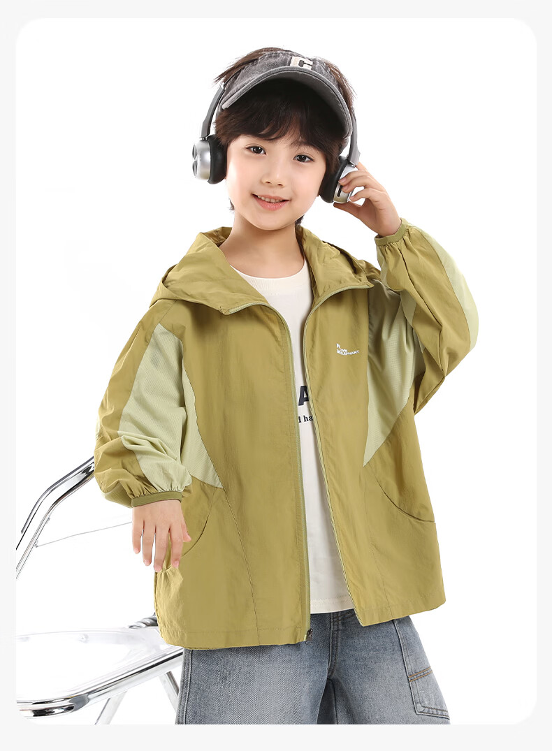 Little Elephant Hamm Boys' Sun Protection Jacket Children's Lightweight Summer Coat 2026 Boys' Skin Jacket UPF50+ Green 110 cm 17