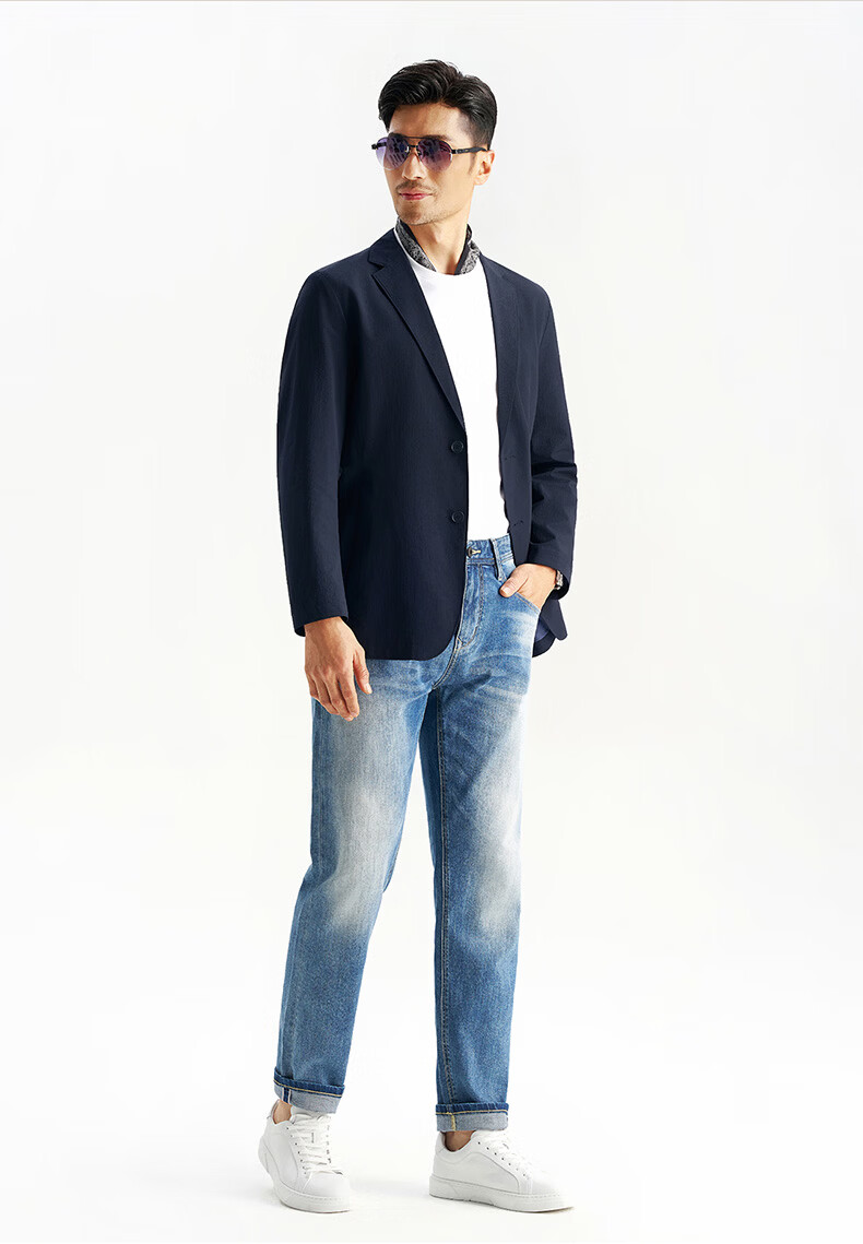 Shirt Lao Luo [Xinyue No.1] Machine Washable Bark Texture Wrinkle-Resistant Portable Business Travel Suit Jacket Single 251B0S513N 4