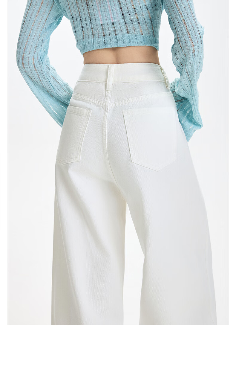 Langsha Pure Cotton Women's Denim Jeans Summer New White High Waist Straight Loose Casual Wide Leg Pants 20
