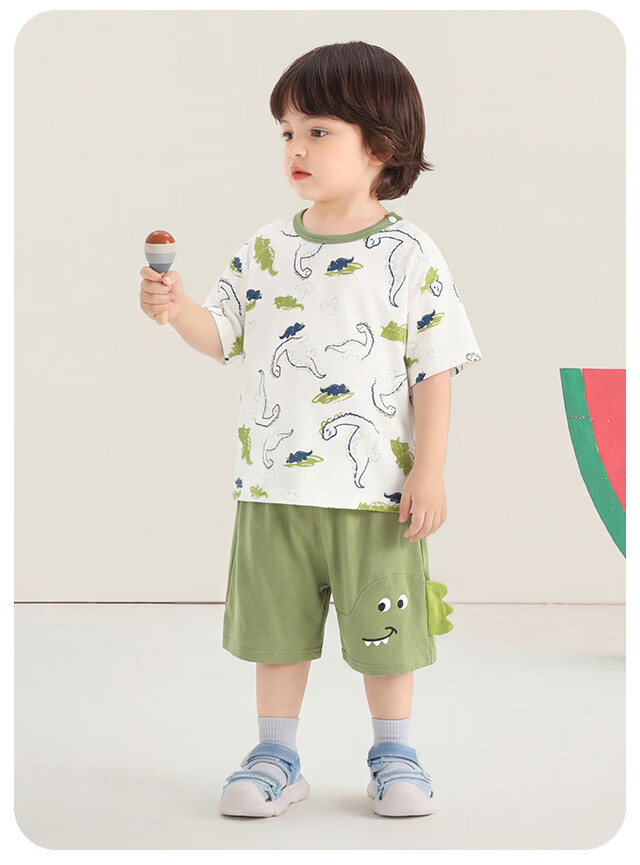 Kaka Panda Boys Simple Set Children's Short Sleeve Shorts Summer Outfit Girls Baby New Top Infant Two-Piece Set 23