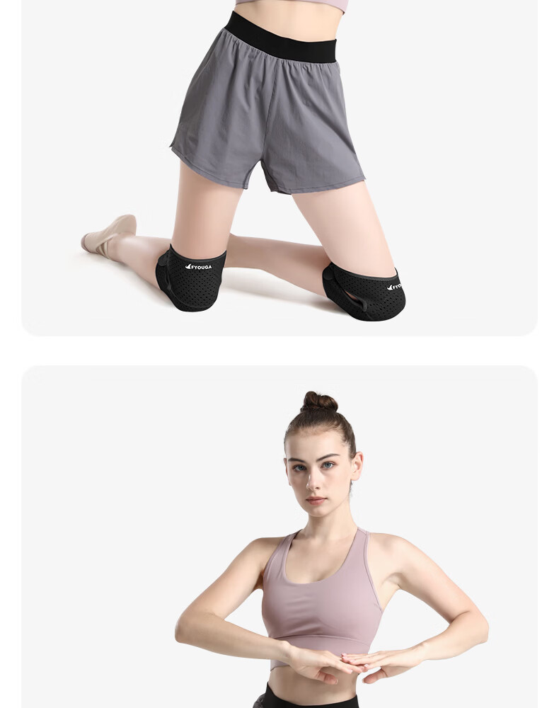 FYOUGA Women's Dance Knee Pads Black M Anti-Fall Protective Knee Sleeves for Dancing and Sports 26