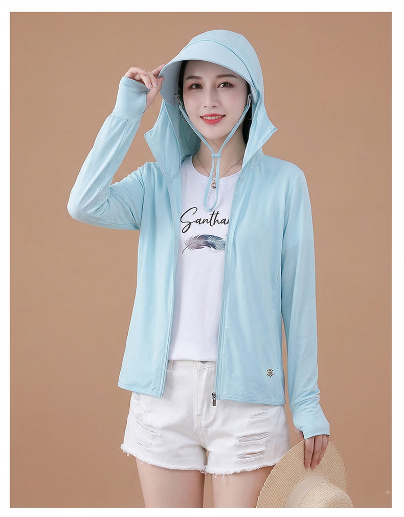 AEMAPE Mother's Day Women's Ice Silk Sun Protection Jacket Summer UV Protection UPF50+ Outdoor Lightweight Breathable Loose Fit Sunblock Shirt 15