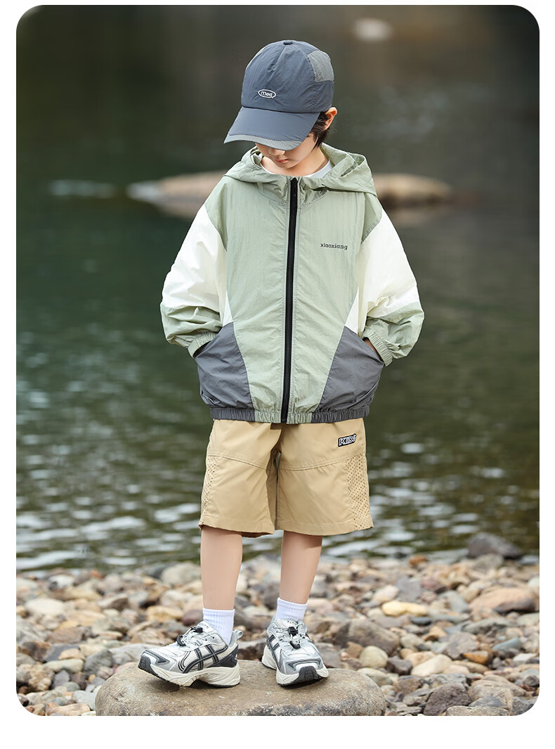 Little Elephant Hamm Boys' Summer Sun Protection Jacket UPF50+ Children's Lightweight Coat 2026 New Stylish Skin Jacket Green 130 cm 19