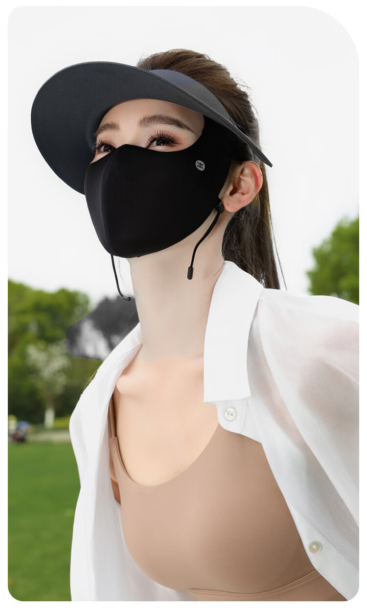 Zhenxiang [Sun Protection Mask and Hat Combo] Women's Summer Outdoor Waterproof Sunshade Open-Top Hat with Face Shield F949 17