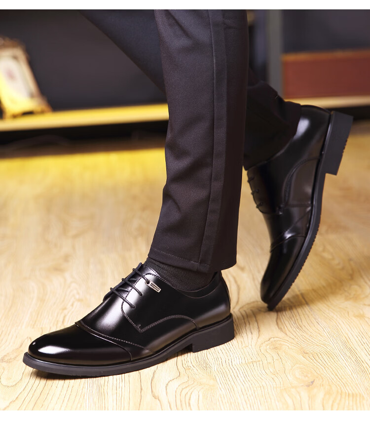 CARTELO Men's Leather Business Formal Shoes, Height-Increasing Men's Shoes for Autumn And Winter, Warm Footwear 2513, Black Height-Increasing Style, Size 39 26
