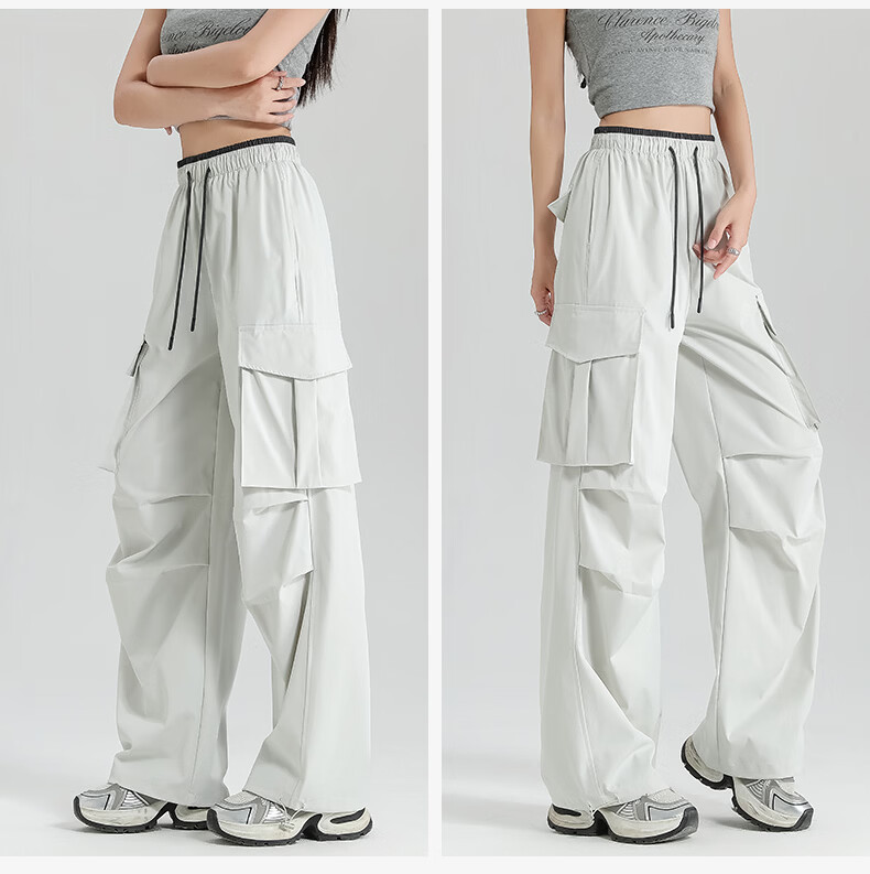 Borui Sunscreen Ice Silk Quick-Dry Work Pants Women 2026 New Summer Lightweight Breathable Casual Paratrooper Pants 21