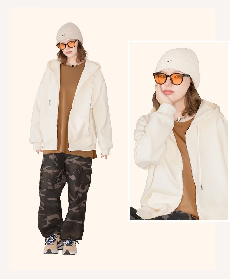 Jeanswest Women's Commuter Cardigan Hoodie Jacket Spring Autumn 2026 New Winter Fleece Thickened Sherpa Hooded Top 14