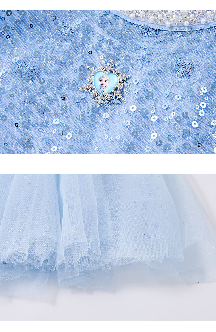 Disney Elsa Princess Dress Girls Summer 2026 New Children's Stylish Performance Costume Princess Style Kids Clothing 16
