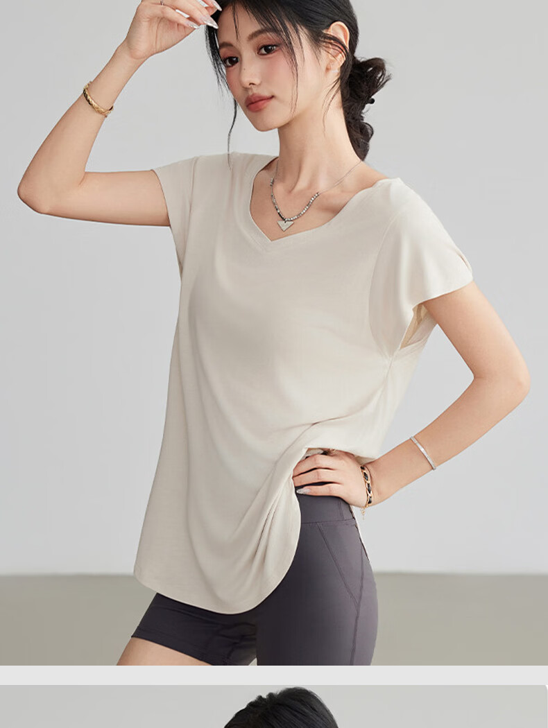 Free Style Yoga Top Women Loose Slim Draped Sports Short Sleeve T-Shirt Pilates Running Fitness Training Cover-up Summer 14