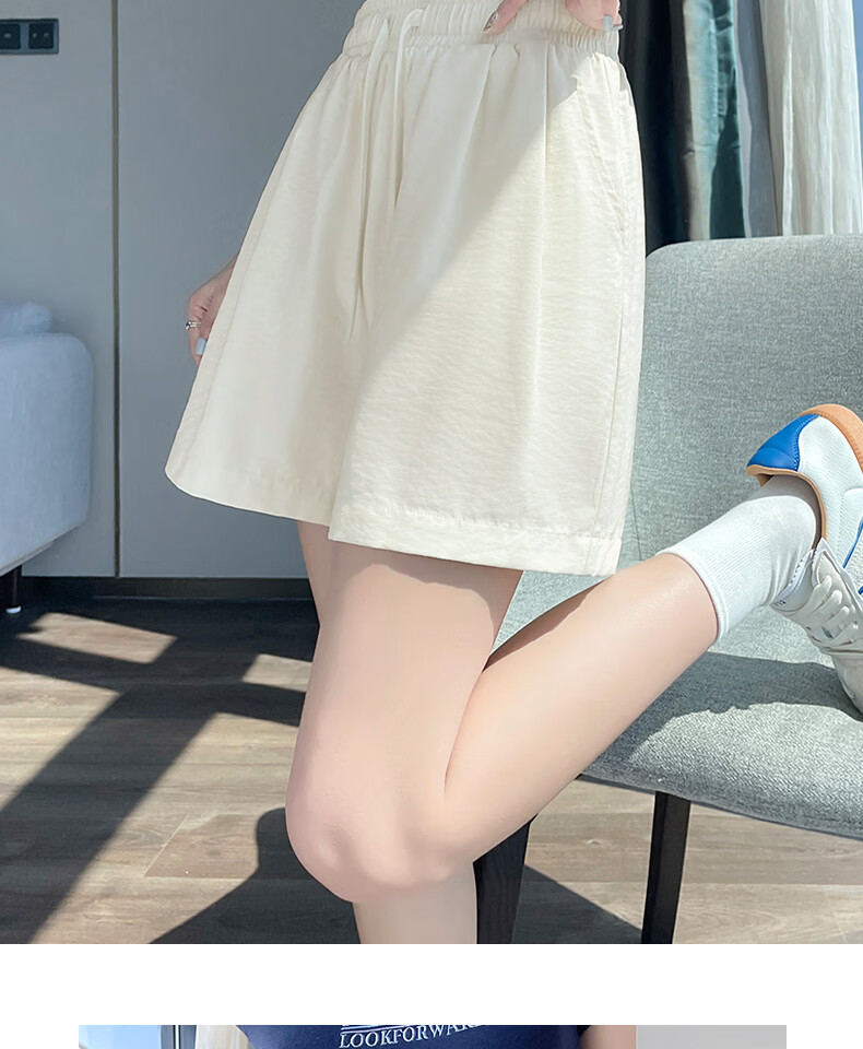 MINISO Women's Sports Shorts Summer 2026 New Thin Breathable Milk Fabric Home Casual Blue Pants 12