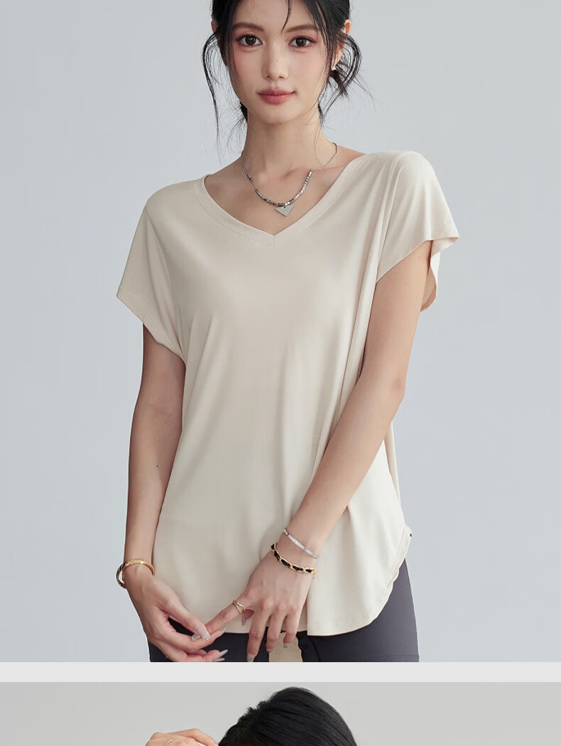 Free Style Yoga Top Women Loose Slim Draped Sports Short Sleeve T-Shirt Pilates Running Fitness Training Cover-up Summer 13
