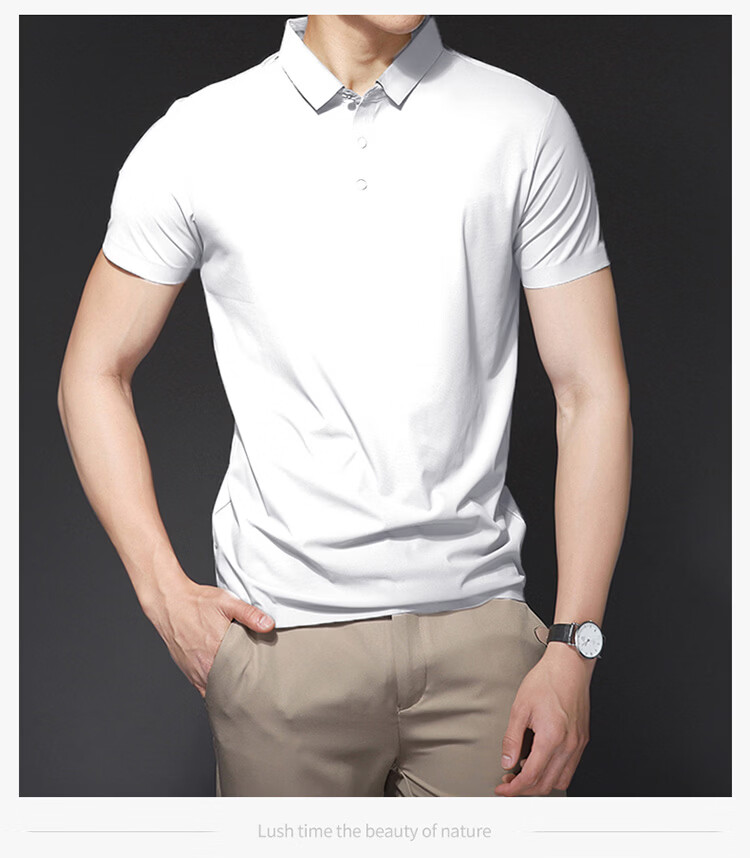 ROMON Short Sleeve Polo Shirt Men's Summer Business Casual Cool Breathable Ice Silk Top Medium Gray XL 20