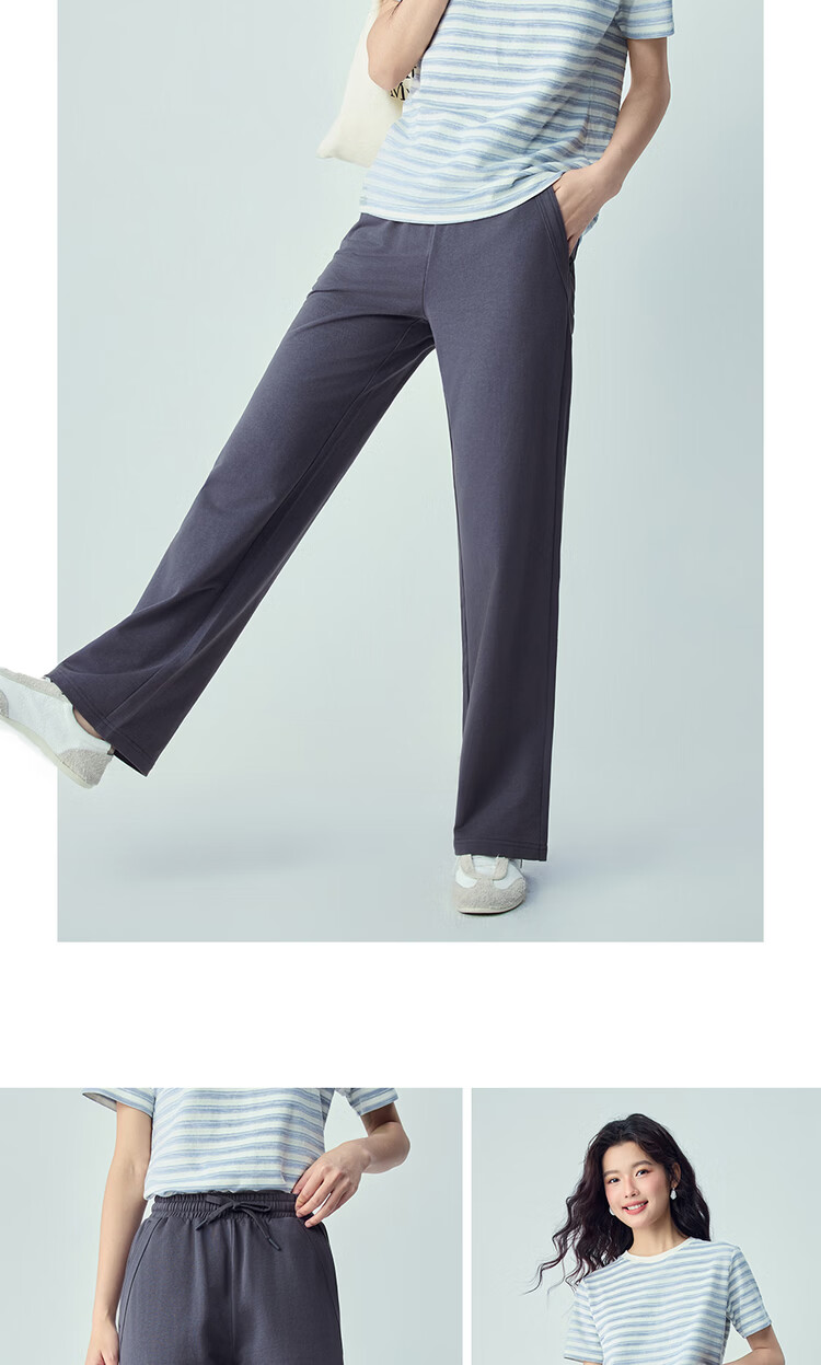 Giordano Women's 2026 Summer Pure Cotton Casual Pants with Patch Pockets Elastic Waist Knit Sweatpants 13416245 17