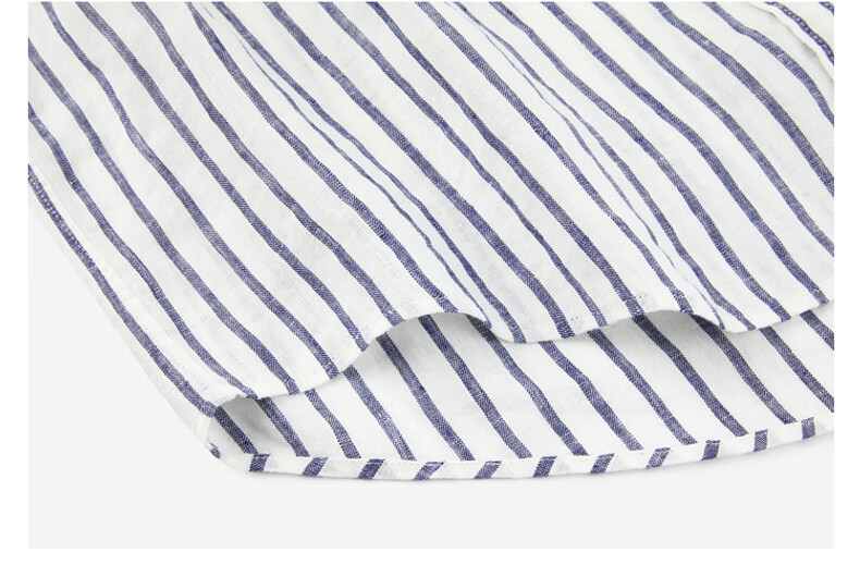 GANT Women's Spring Summer Pure Linen Striped Vintage American Style Long Sleeve Shirt 409-Navy Blue White Stripes M 15