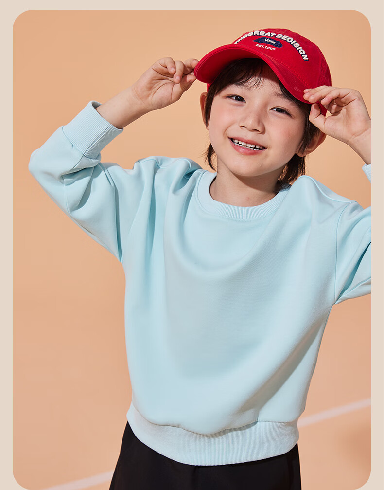 Jeanswest Children's Sweatshirt Spring And Autumn Style 2025, Boys' Autumn Wear, Loose-Fitting Top for Older Children, Air Layer Long-Sleeve Clothing for Boys 11