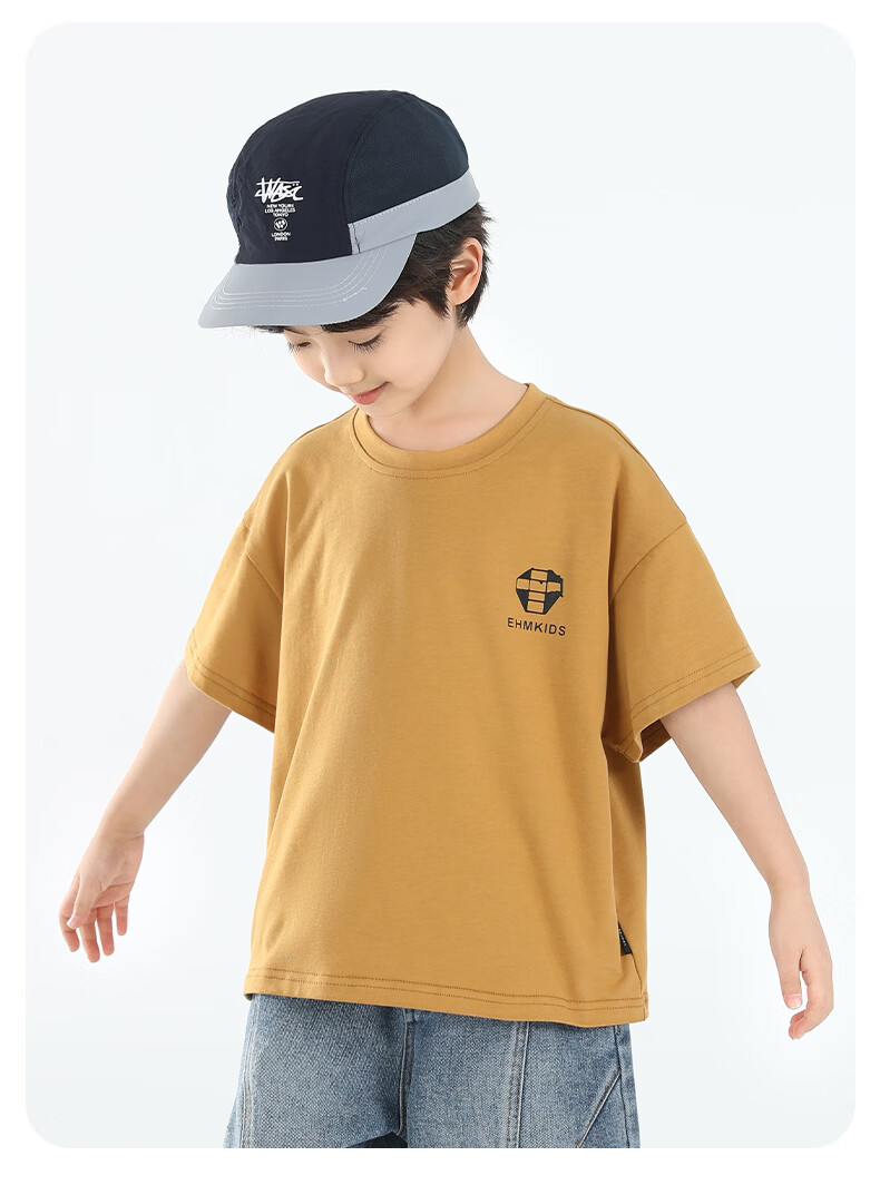 Little Elephant Ham Boys' Short Sleeve T-Shirt Summer 2026 New Cotton Pink 160 cm 28