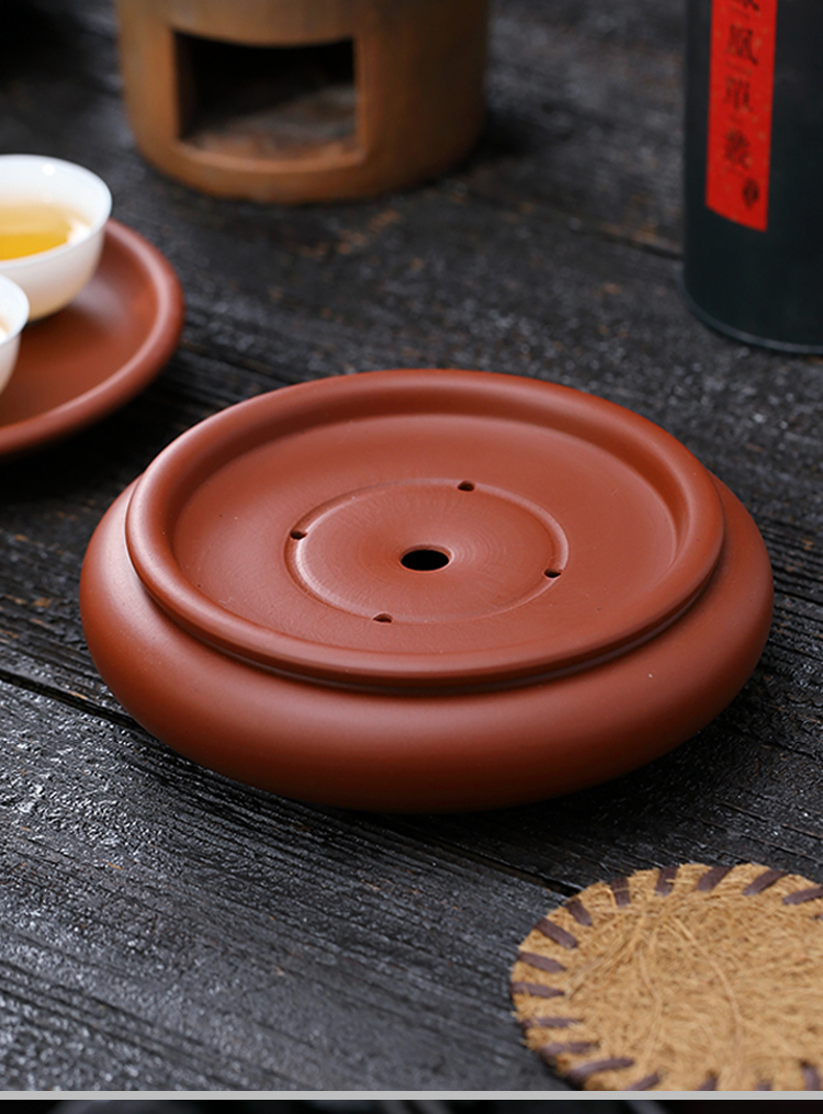 潮州传统朱泥茶盘 朱泥茶船手拉茶盘全手工家用壶承潮汕功夫茶盘红泥