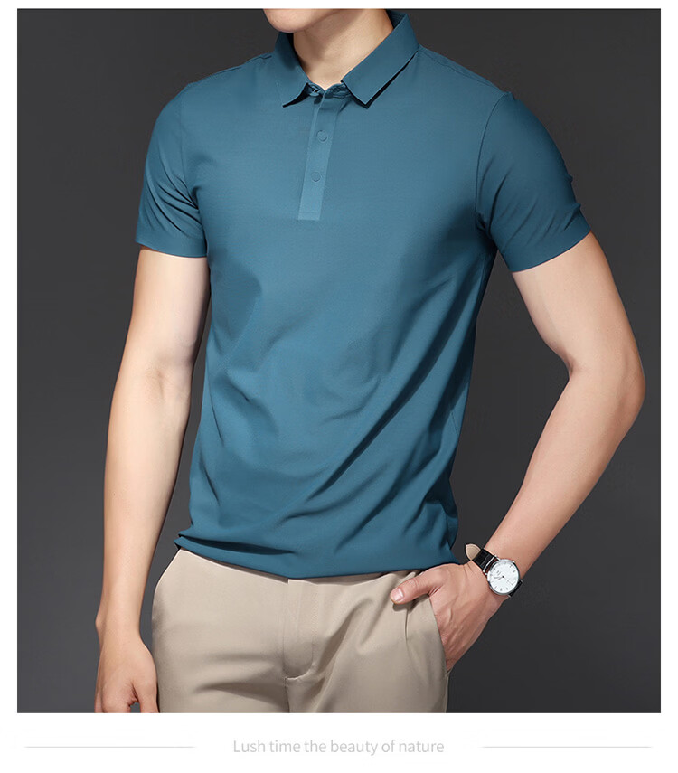 ROMON Short Sleeve Polo Shirt Men's Summer Business Casual Cool Breathable Ice Silk Top Medium Gray XL 10
