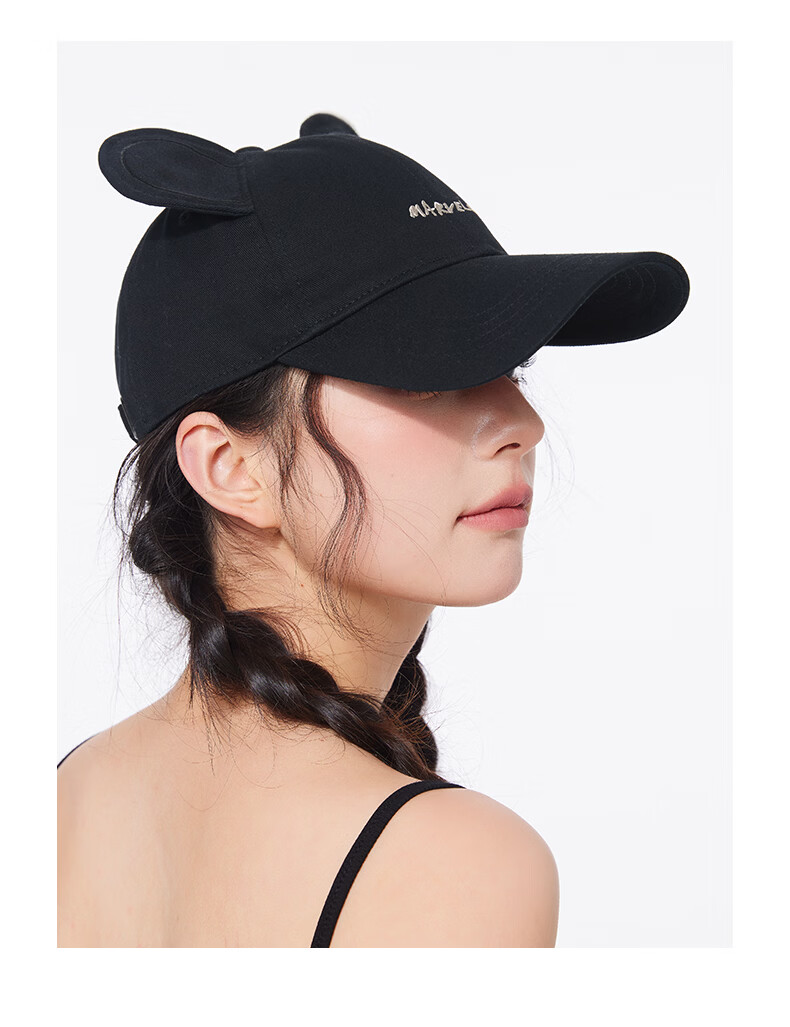 CACUSS Women's Duckbill Cap Spring Summer New Pure Cotton Soft Top Cartoon Age-Reducing Ear Baseball Cap Cute Bear Brown 11