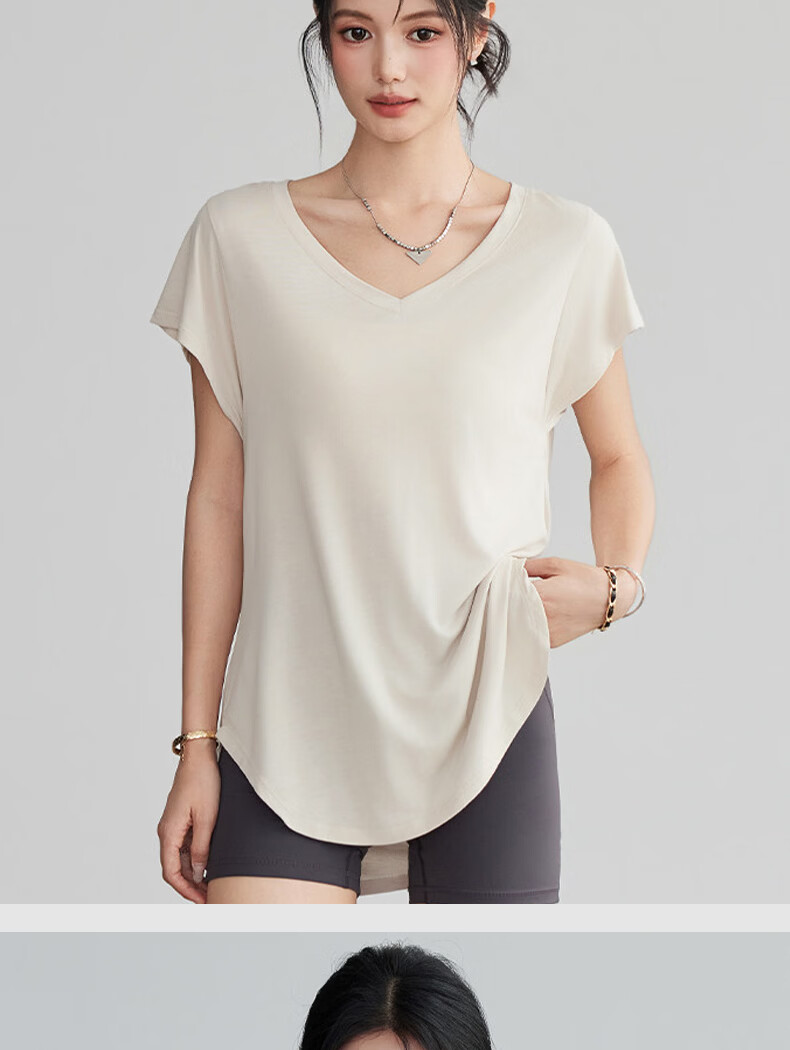 Free Style Yoga Top Women Loose Slim Draped Sports Short Sleeve T-Shirt Pilates Running Fitness Training Cover-up Summer 12